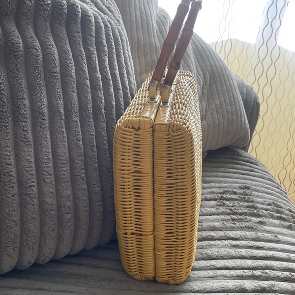 Marchioness Macy Yellow Wicker Straw Bamboo Box Purse Handbag Vintage 1950s 🌞 - Picture 5 of 16